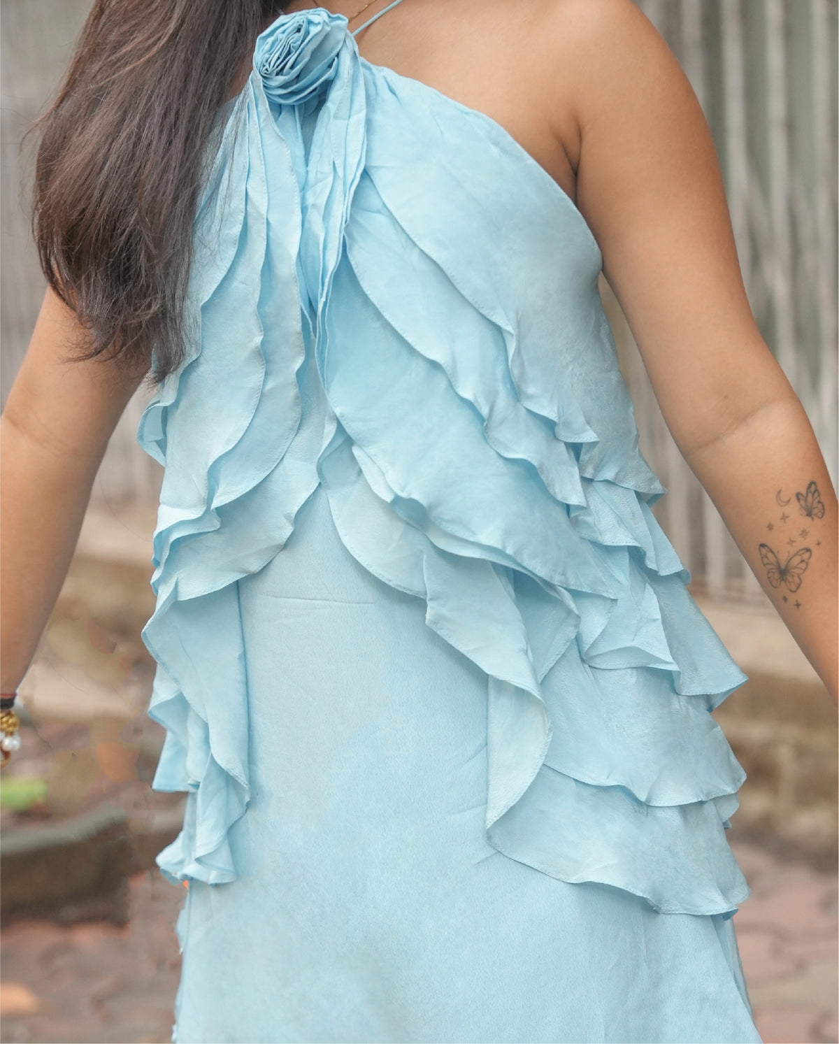 Ruffled Affair Mini Dress (Powder Blue)